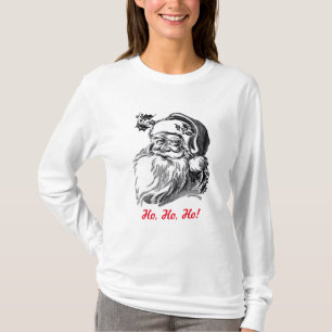 ヴィンテージのサンタクロースの白黒の赤のクリスマス Tシャツ