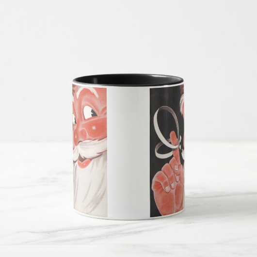 ヴィンテージのサンタクロース リマインダーストリングが指に マグカップ (中央)