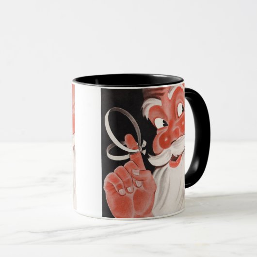 ヴィンテージのサンタクロース リマインダーストリングが指に マグカップ (正面右)