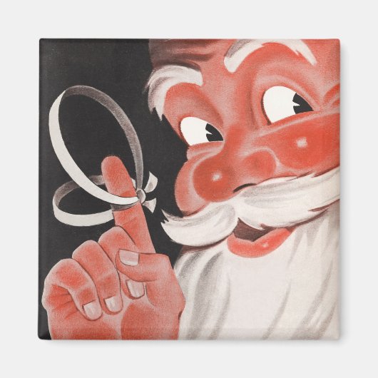 ヴィンテージのサンタクロース 指にリマインダーの紐 マグネット (正面)