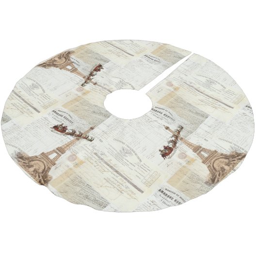 ヴィンテージのサンタパリのフランスのなクリスマスツリーのスカート ブラッシュドポリエステルツリースカート (アングル)