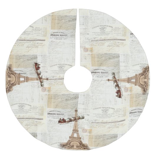 ヴィンテージのサンタパリのフランスのなクリスマスツリーのスカート ブラッシュドポリエステルツリースカート (正面)