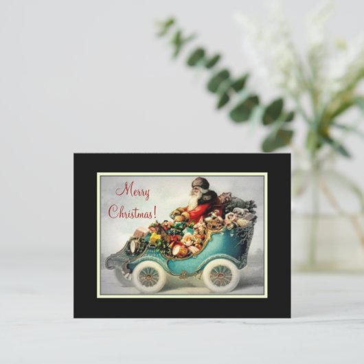 ヴィンテージのサンタ車のそり-郵便はがき シーズンポストカード (スタンド正面)