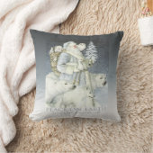 ヴィンテージのサンタSnowyの森林冬動物 クッション (ブランケット)