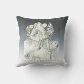 ヴィンテージのサンタSnowyの森林冬動物 クッション (裏面)