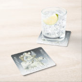 ヴィンテージのサンタSnowyの森林冬動物 スクエアペーパーコースター (インサイチュ)