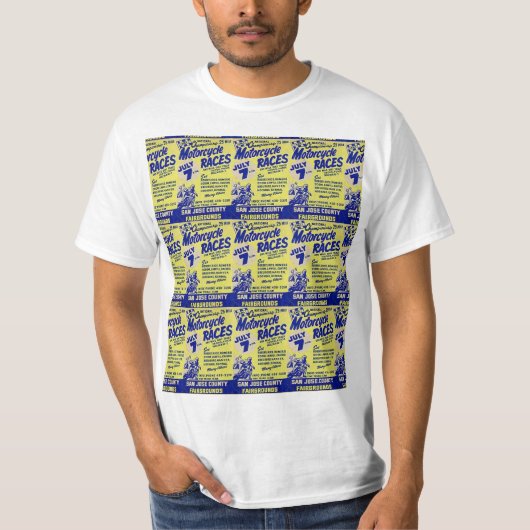 ヴィンテージのサンノゼのマイルのオートバイの競争ポスター Tシャツ (正面)