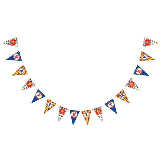 ヴィンテージのサーカスのハッピーバースデーの旗、カーニバル バンティングフラッグ (全)