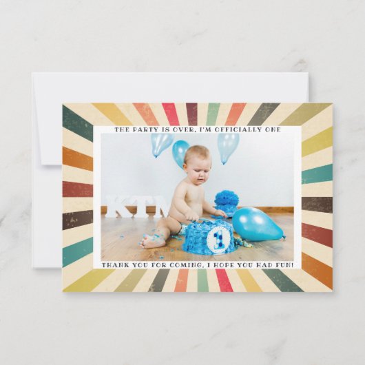 ヴィンテージのサーカスのパーソナライズな誕生日は感謝していしています サンキューカード (裏面)