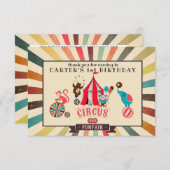 ヴィンテージのサーカスのパーソナライズな誕生日は感謝していしています サンキューカード (正面/裏面)