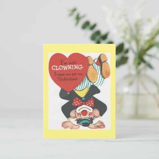 ヴィンテージのサーカスのピエロのバレンタイン シーズンポストカード (スタンド正面)