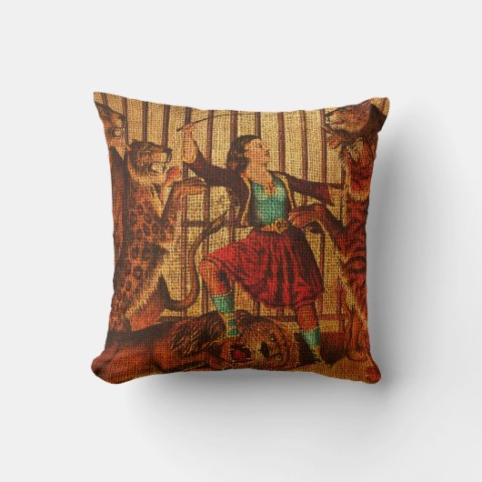 ヴィンテージのサーカスのライオン使い クッション (正面)