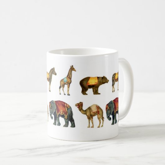 ヴィンテージのサーカスの動物のマグ コーヒーマグカップ (正面右)