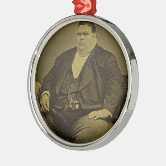 ヴィンテージのサーカスの変種の余興の脂肪人 メタルオーナメント (左)