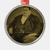 ヴィンテージのサーカスの変種の余興の脂肪人 メタルオーナメント (正面)