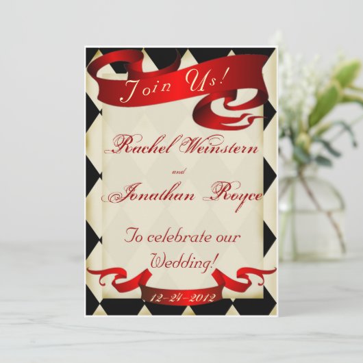 ヴィンテージのサーカスの大テントのカーニバルの結婚式招待状4 招待状 (スタンド正面)