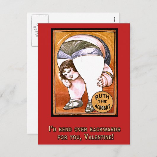 ヴィンテージのサーカスの芸術のおもしろいなバレンタイン シーズンポストカード (正面/裏面)