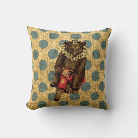 ヴィンテージのサーカスは水玉模様が付いているオートバイに関係します クッション (正面)