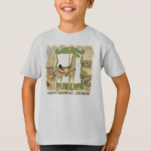 ヴィンテージのサーカスポスター、キリンの男の子の誕生会 Tシャツ
