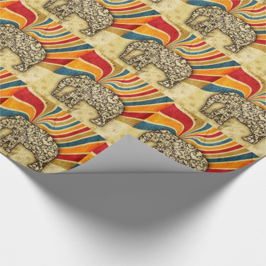 ヴィンテージのサーカス象のサーカスの大テント ラッピングペーパー (角)