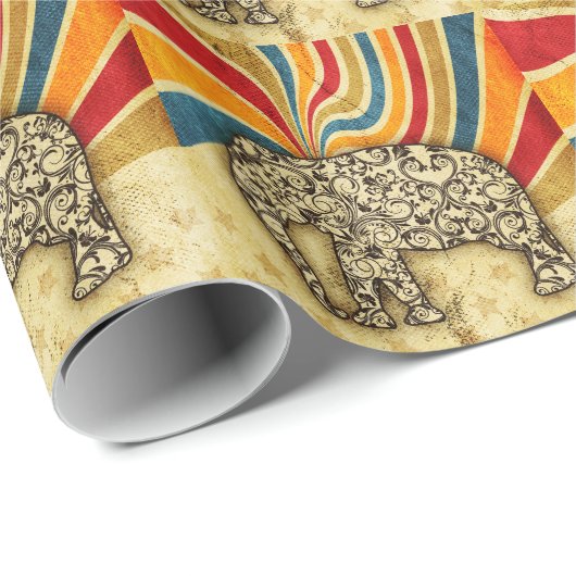 ヴィンテージのサーカス象のサーカスの大テント ラッピングペーパー (ロールコーナー)