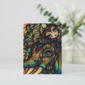 ヴィンテージのサーカス象の妖精のファンタジーの芸術の女の子 ポストカード (スタンド正面)