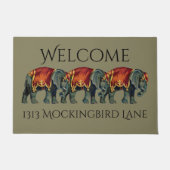 ヴィンテージのサーカス象は個人化なります ドアマット (正面)