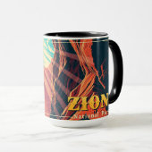 ヴィンテージのザイオン国立公園WPAポスター風デザイン マグカップ (正面右)