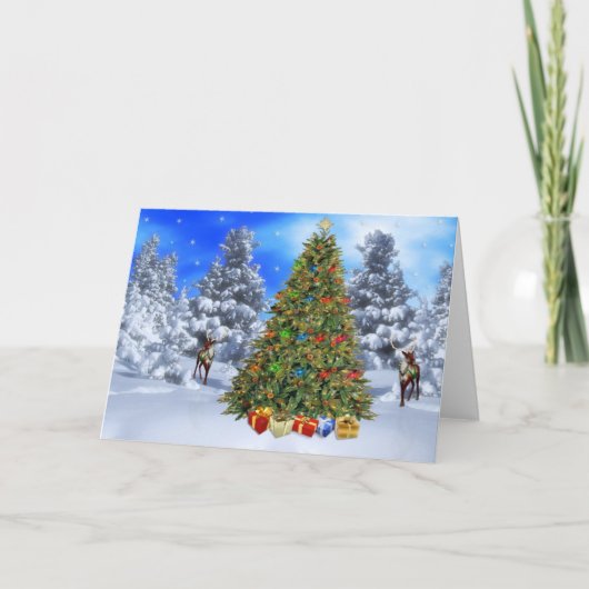ヴィンテージのシカのクリスマス シーズンカード (正面)