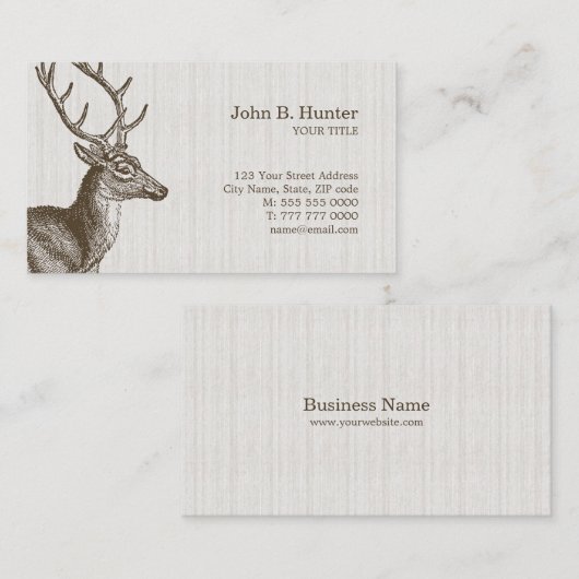 ヴィンテージのシカの木びき台の名刺 名刺 (正面/裏面)