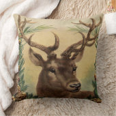 ヴィンテージのシカの木びき台の雄鹿の自然の素朴なクリスマス クッション (ブランケット)