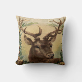 ヴィンテージのシカの木びき台の雄鹿の自然の素朴なクリスマス クッション