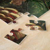 ヴィンテージのシカの木びき台の雄鹿の自然の素朴なクリスマス ジグソーパズル (側面)