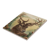 ヴィンテージのシカの木びき台の雄鹿の自然の素朴なクリスマス タイル (側面)