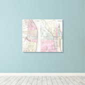 ヴィンテージのシカゴとセントルイスの地図（1855年） キャンバスプリント (インサイチュ (ウッドフロア))