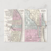 ヴィンテージのシカゴとセントルイスの地図（1855年） ポストカード (正面)