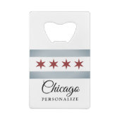 ヴィンテージのシカゴ都市旗の名前をカスタムする クレジットカード栓抜き (裏面)