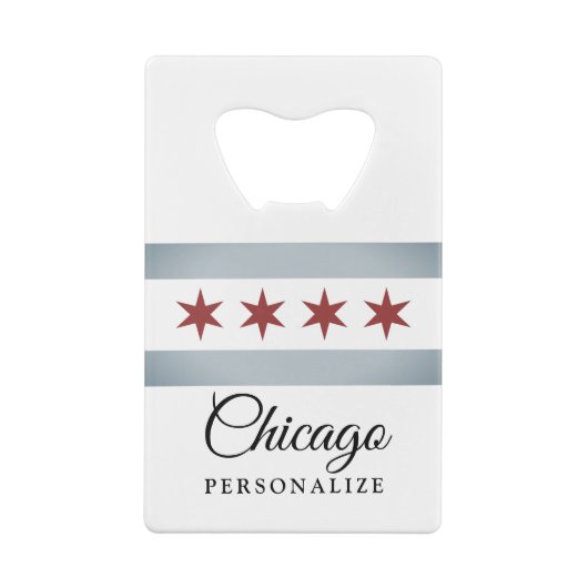 ヴィンテージのシカゴ都市旗の名前をカスタムする クレジットカード栓抜き (裏面)