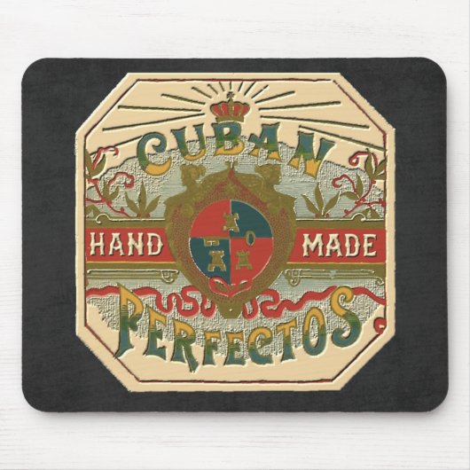 ヴィンテージのシガーの広告のラベルのキューバ人のPerfectosのタバコ マウスパッド (正面)