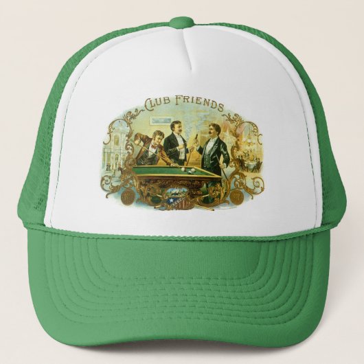 ヴィンテージのシガーラベルアート、クラブフレンド ビリヤード キャップ (正面)