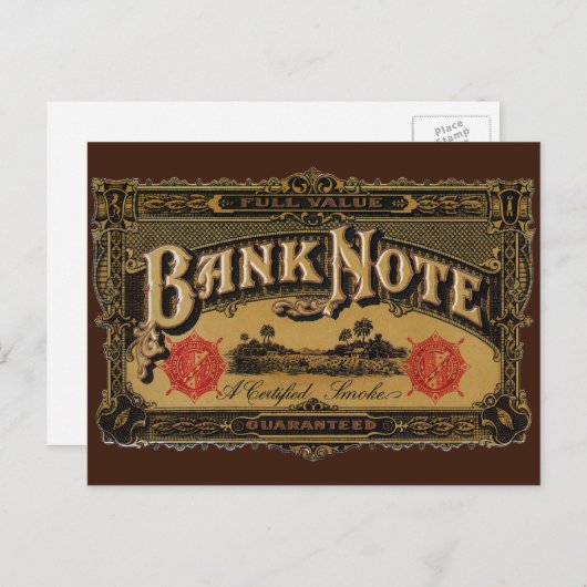 ヴィンテージのシガーラベルアート、紙幣 金融 ポストカード (正面/裏面)