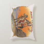 ヴィンテージのシガーラベルアート、赤い雲のインディアンが馬に乗る アクセントクッション (正面(垂直))