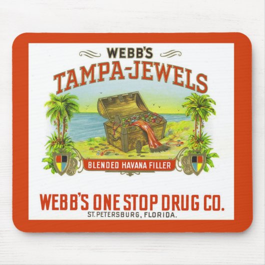 ヴィンテージのシガー写実的なタンパはマウスパッドを宝石で飾ります マウスパッド (正面)