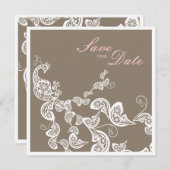 ヴィンテージのシックでエレガントな花の孔雀の保存日付 セーブザデート (正面/裏面)