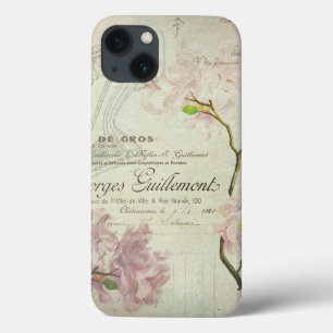 ヴィンテージのシックでフランスのな原稿のぼろぼろの花のコルセット iPhone 13ケース