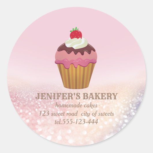 ヴィンテージのシックで華やかな自家製のカップケーキとスイーツ ラウンドシール (正面)