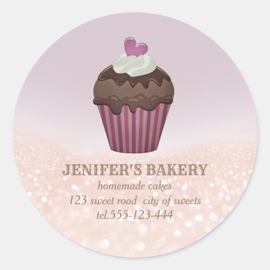 ヴィンテージのシックで華やかな自家製のカップケーキとスイーツ ラウンドシール (正面)