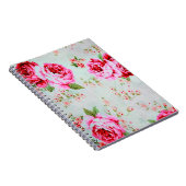 ヴィンテージのシックなコテージピンクのバラの花柄 ノートブック (右側)
