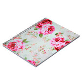 ヴィンテージのシックなコテージピンクのバラの花柄 ノートブック (左側)