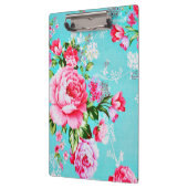 ヴィンテージのシックなピンクの花柄 クリップボード (左)